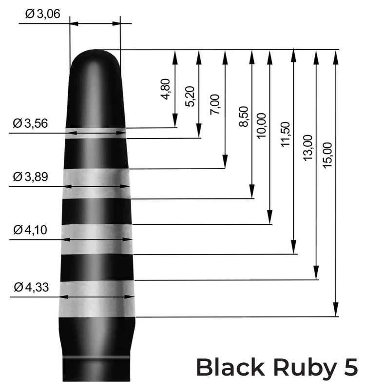 Disegno tecnico Black Ruby BR5 curved con quote dimensionali